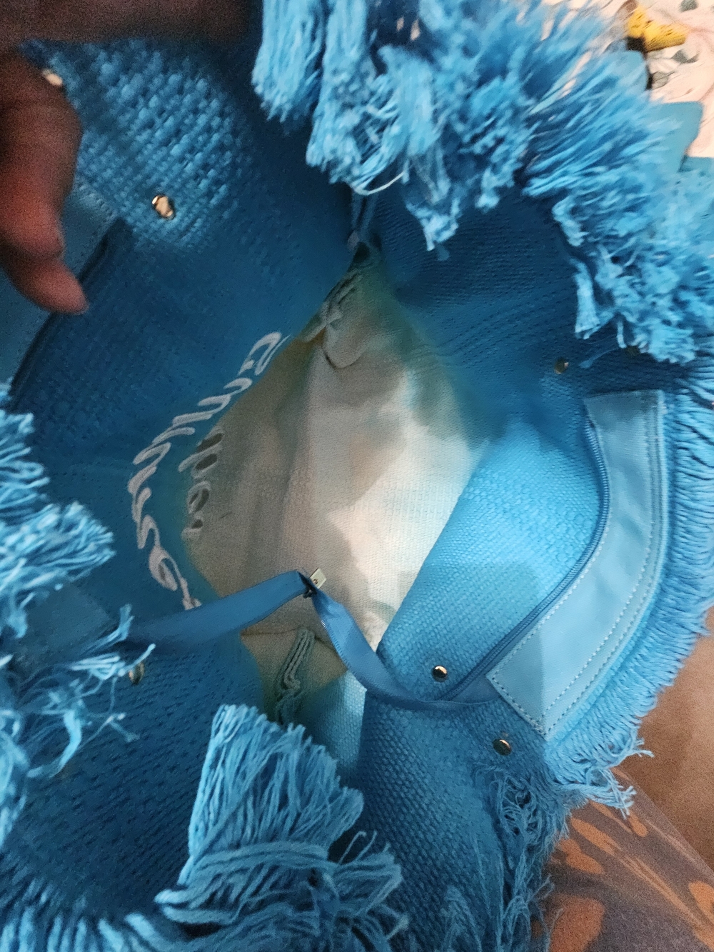 American Bee Sky Blue Ombre Fringe Tote - Summer Vibes - Picture 5 of 7